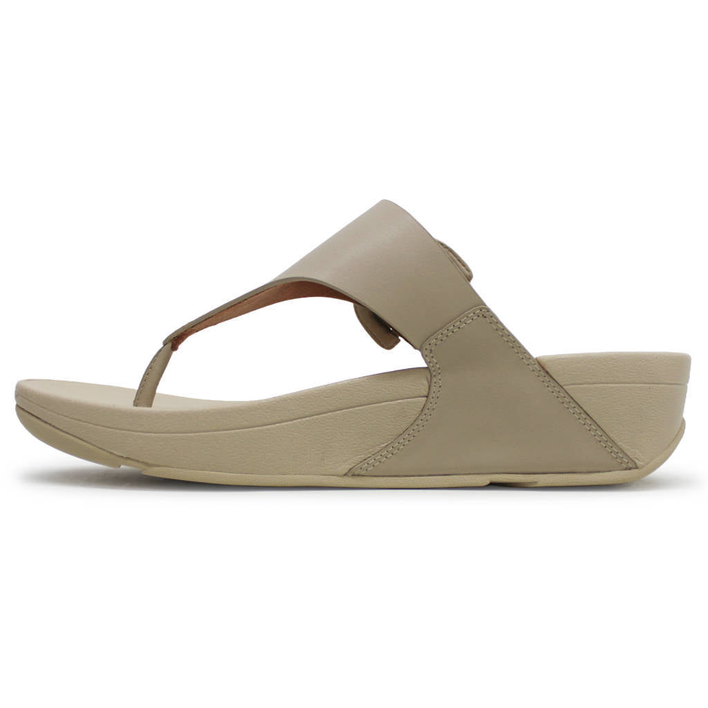 FitFlop Lulu Covered Buckle Toe Post Leather Womens Sandals#color_stone beige