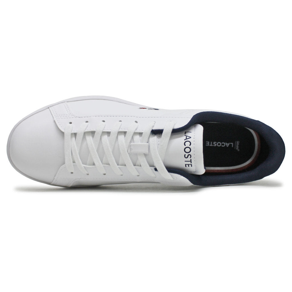 Lacoste Carnaby Pro Leather Synthetic Mens Sneakers#color_white navy red