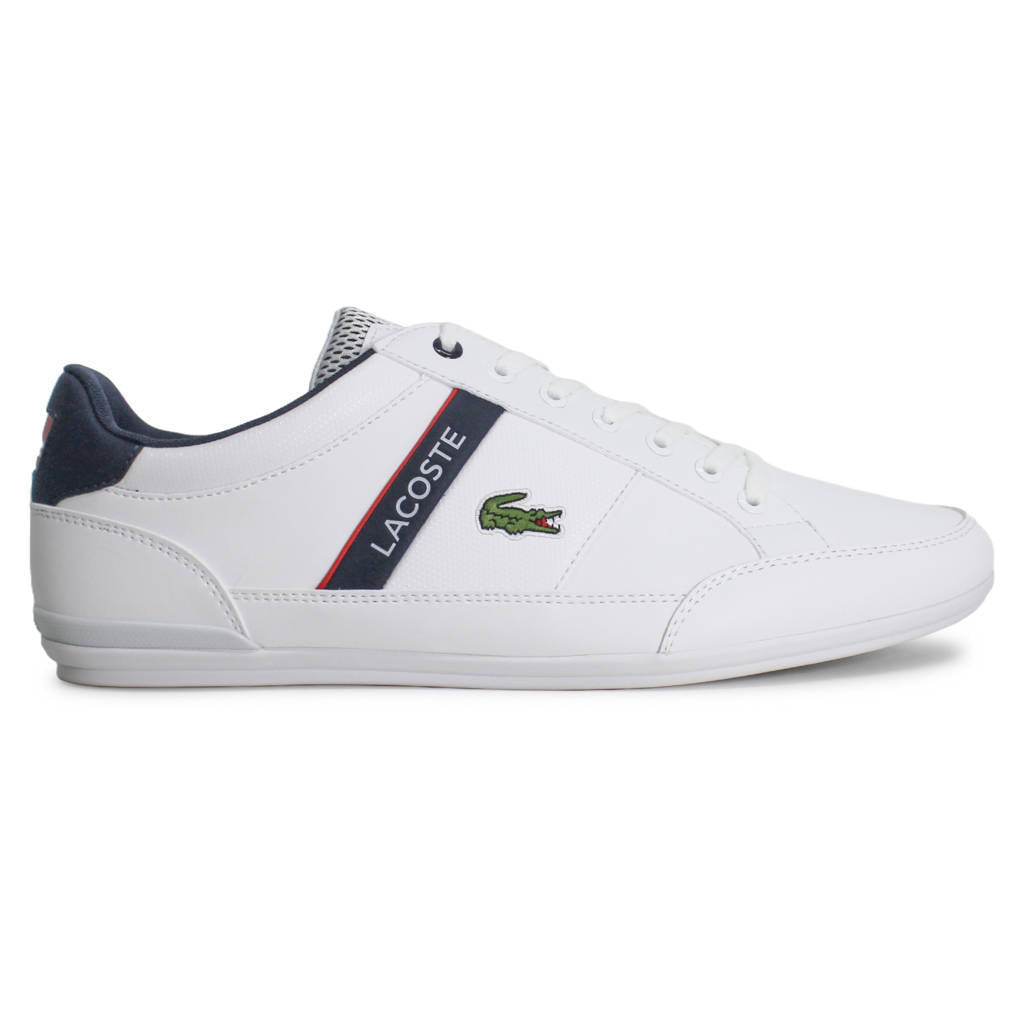 Lacoste Chaymon Textile Synthetic Mens Sneakers#color_white navy red