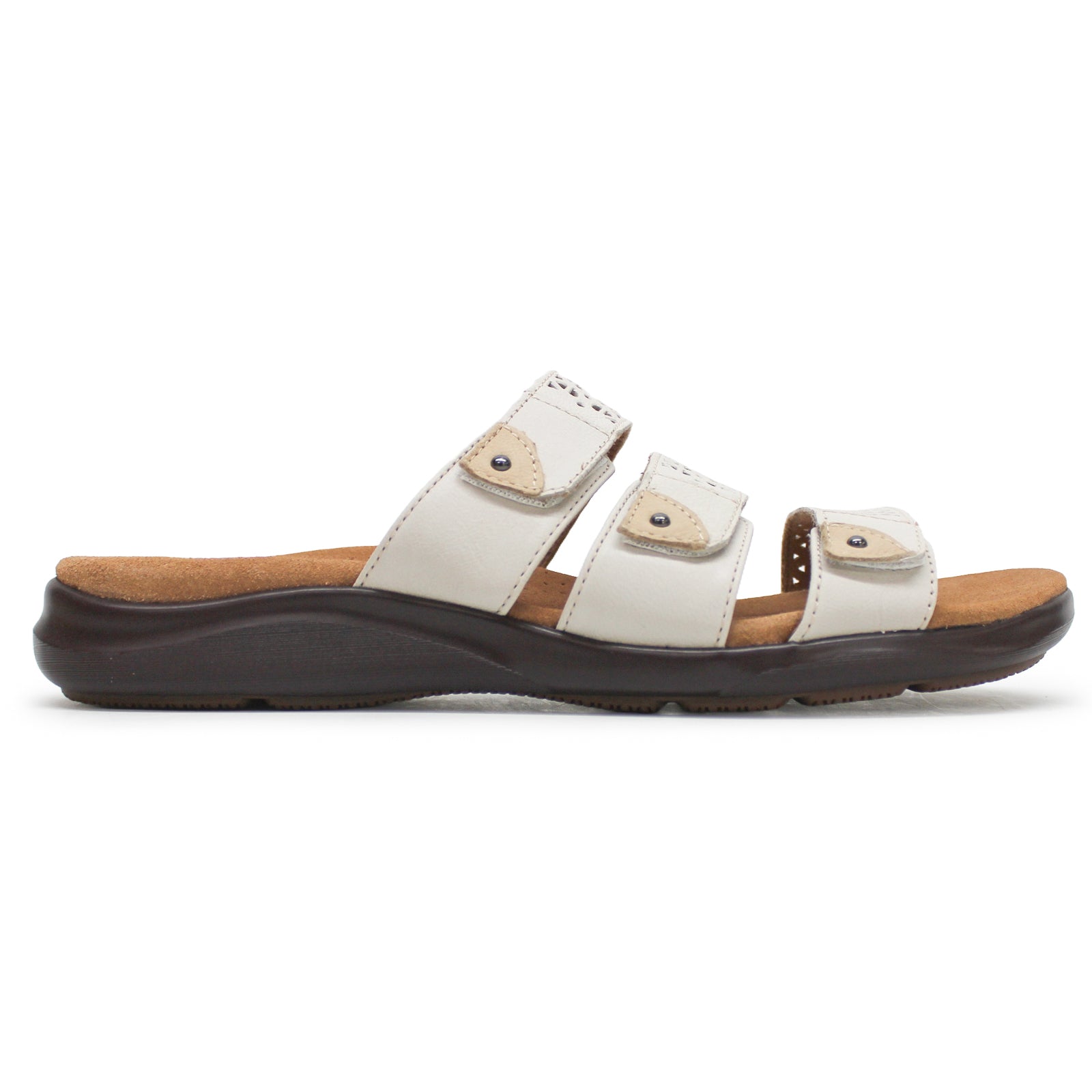 Clarks Kitly Walk Leather Womens Sandals#color_white