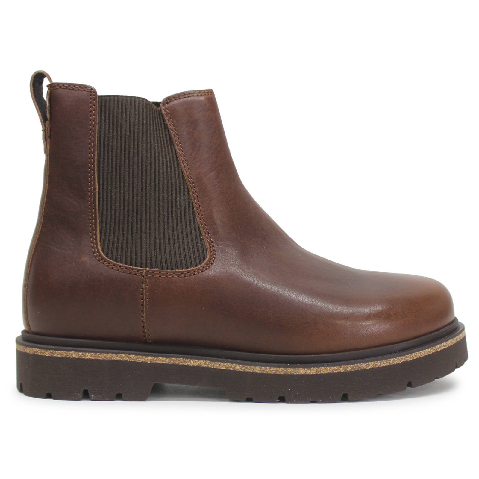 Birkenstock Highwood Slip On Mid Natural Leather Womens Boots#color_chocolate
