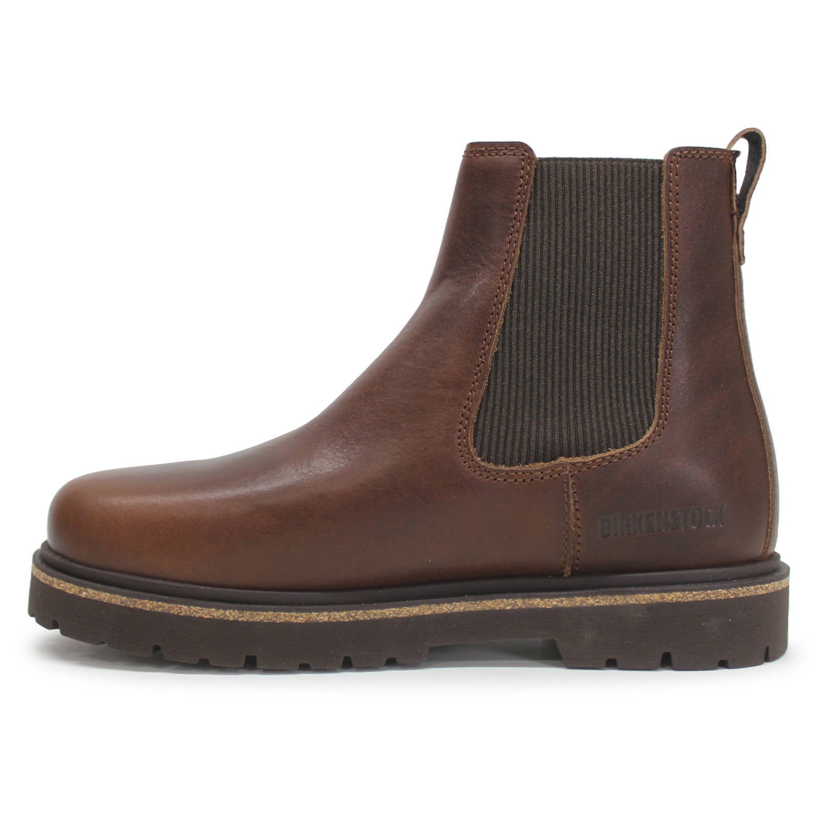 Birkenstock Highwood Slip On Mid Natural Leather Womens Boots#color_chocolate