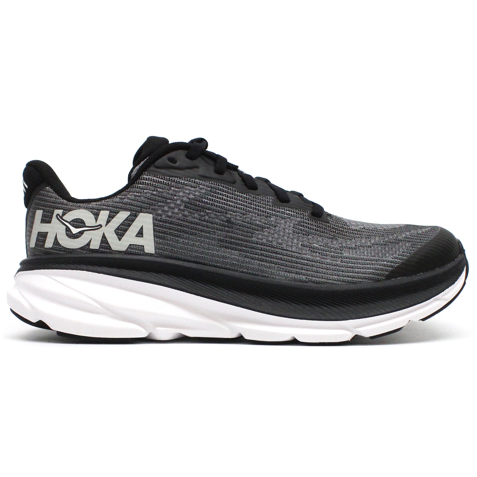Hoka Clifton 9 Textile Synthetic Youth Running Shoes#color_black white