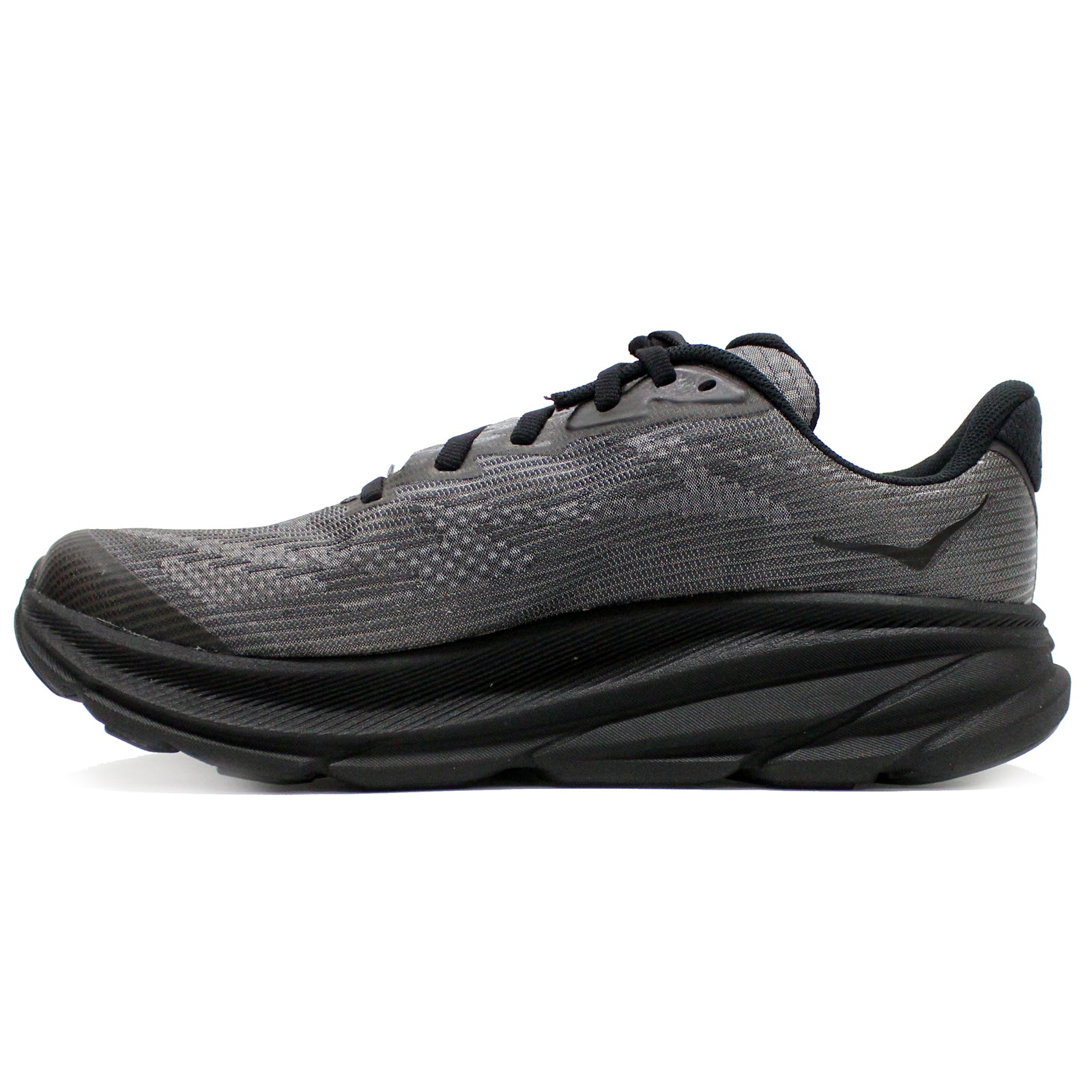 Hoka Clifton 9 Textile Synthetic Youth Running Shoes#color_black carbon black