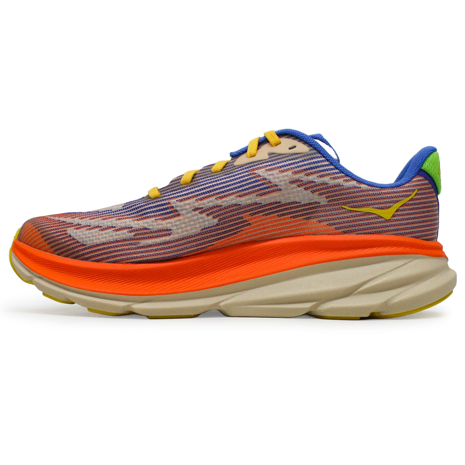 Hoka Clifton 9 Textile Synthetic Youth Running Shoes#color_ultramarine electric tangerine
