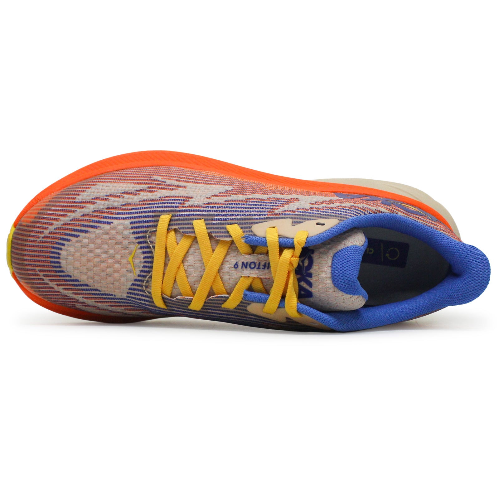 Hoka Clifton 9 Textile Synthetic Youth Running Shoes#color_ultramarine electric tangerine