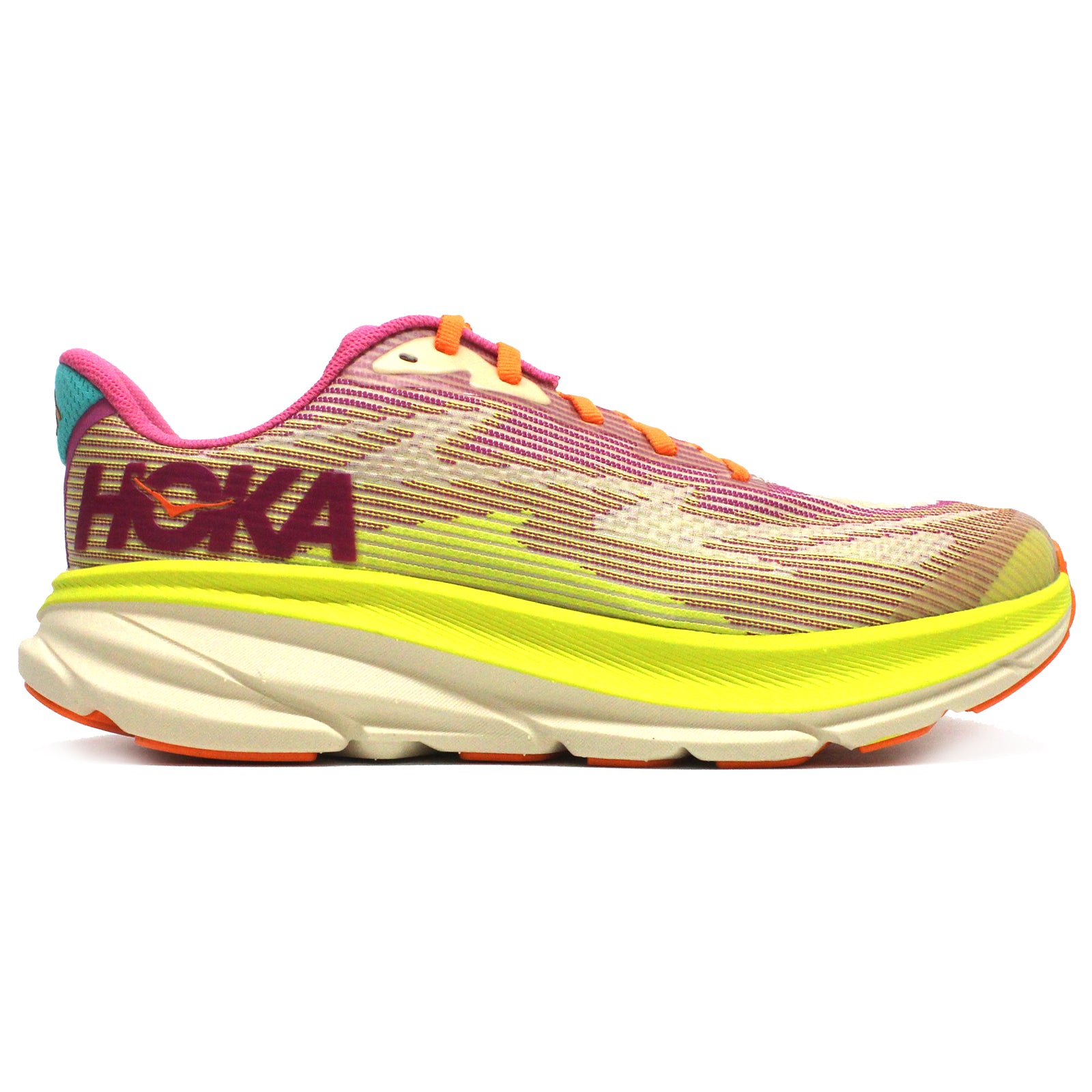 Hoka Clifton 9 Textile Synthetic Youth Running Shoes#color_fuchsia vanilla