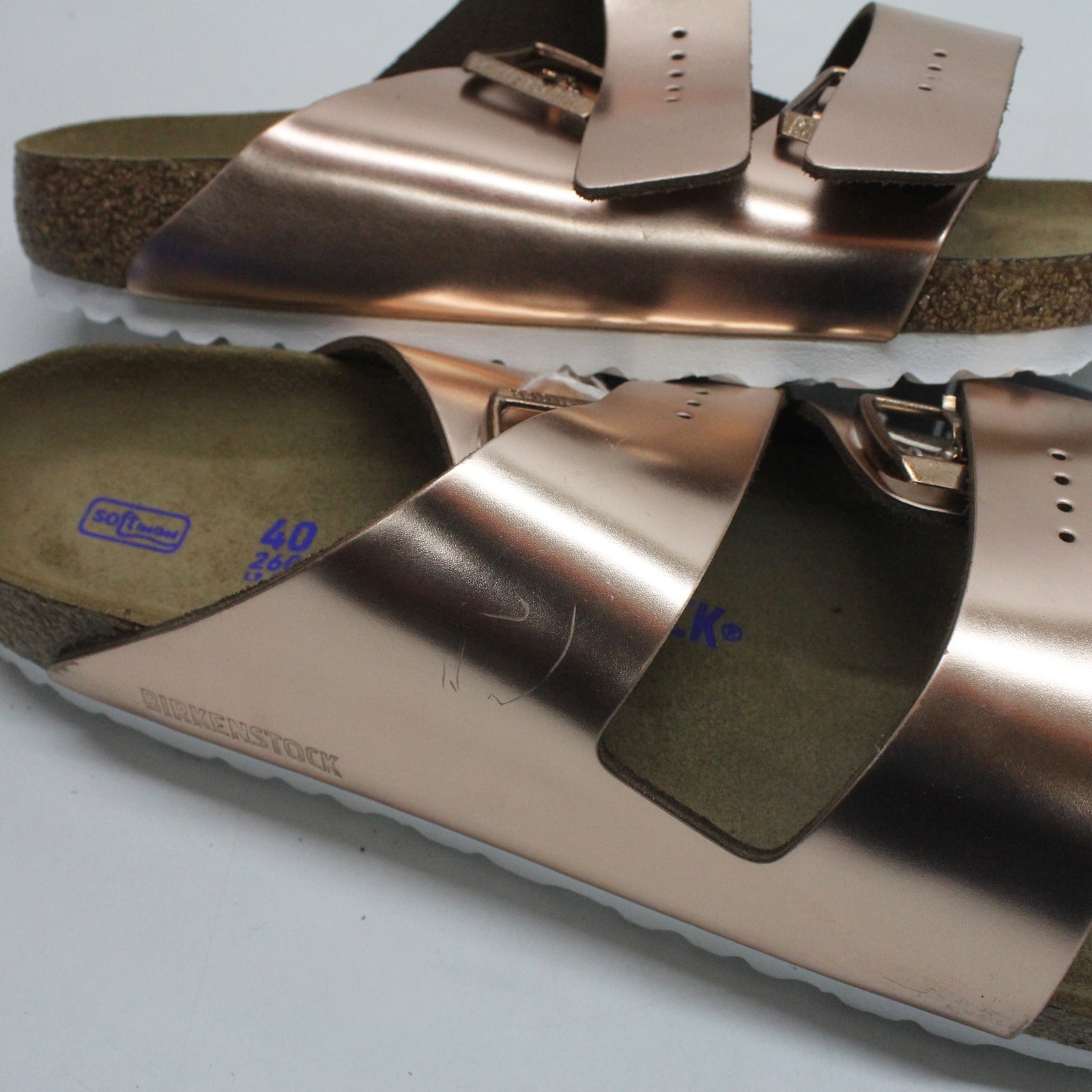 Birkenstock Arizona 952091 Leather Womens Sandals - Metallic Copper - 40#color_metallic copper