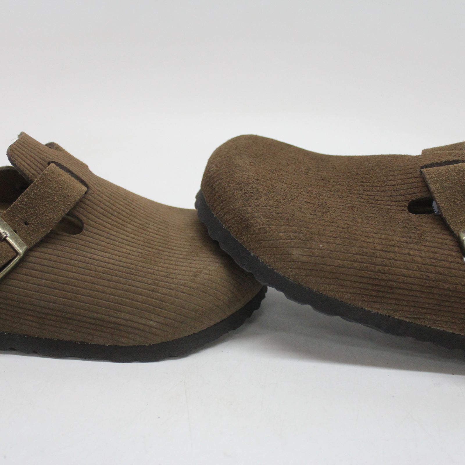 Birkenstock Boston BS 1028227 Suede Leather Embossed Unisex Sandals - Corduroy Dark Tea - 38#color_corduroy dark tea