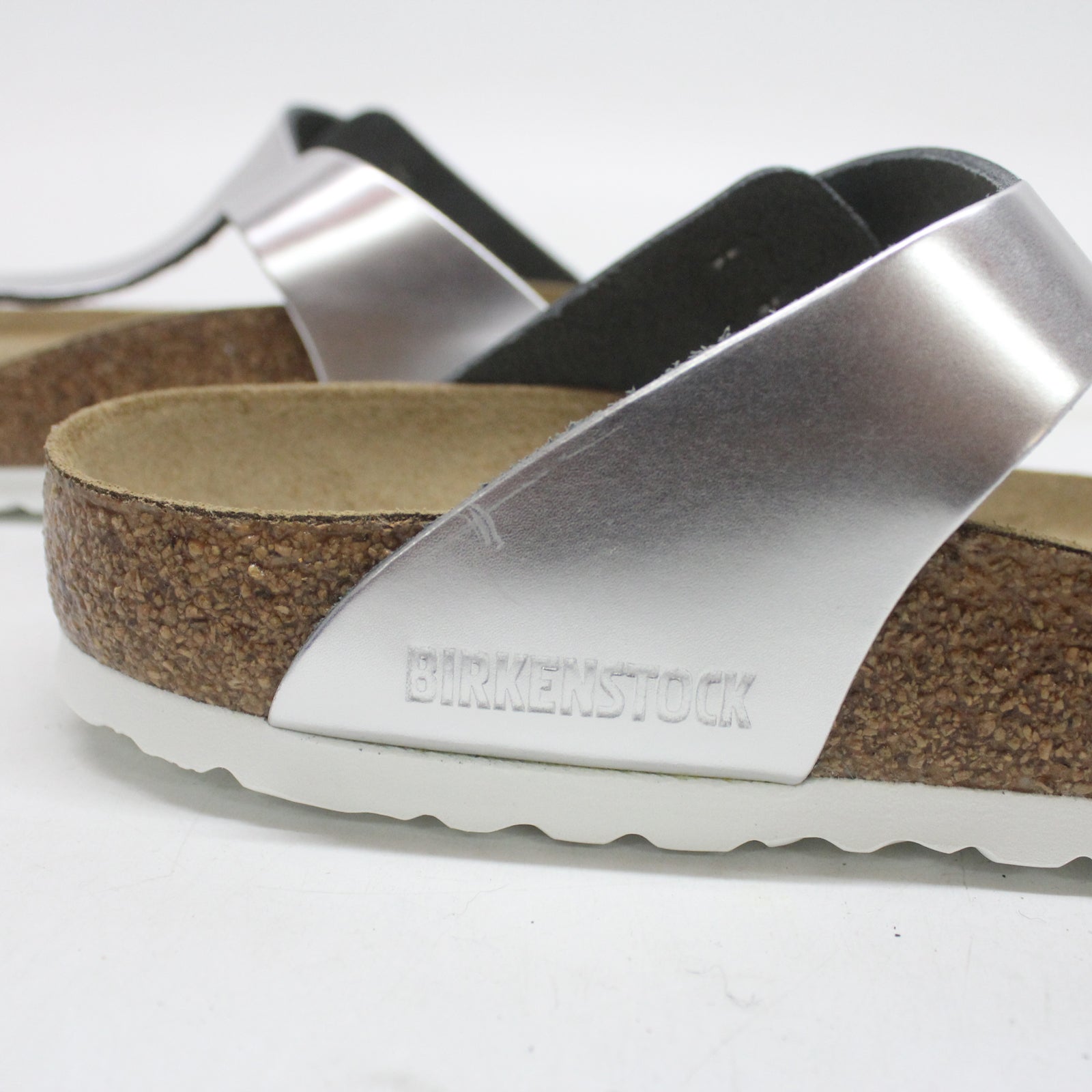 Birkenstock Gizeh BS Soft Footbed 1003674 Natural Leather Unisex Sandals - Silver - 39#color_silver