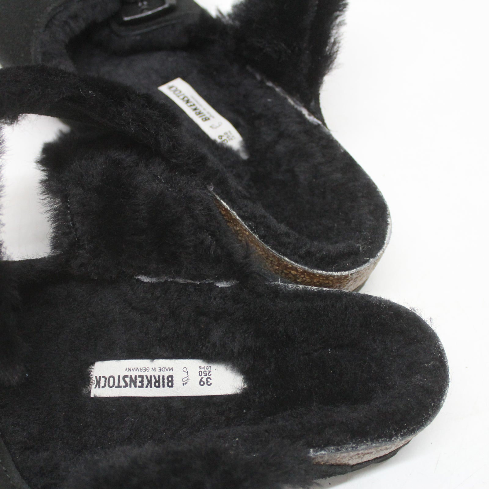 Birkenstock Arizona Fur 0752661 Suede Unisex Sandals - Black - 39#color_black