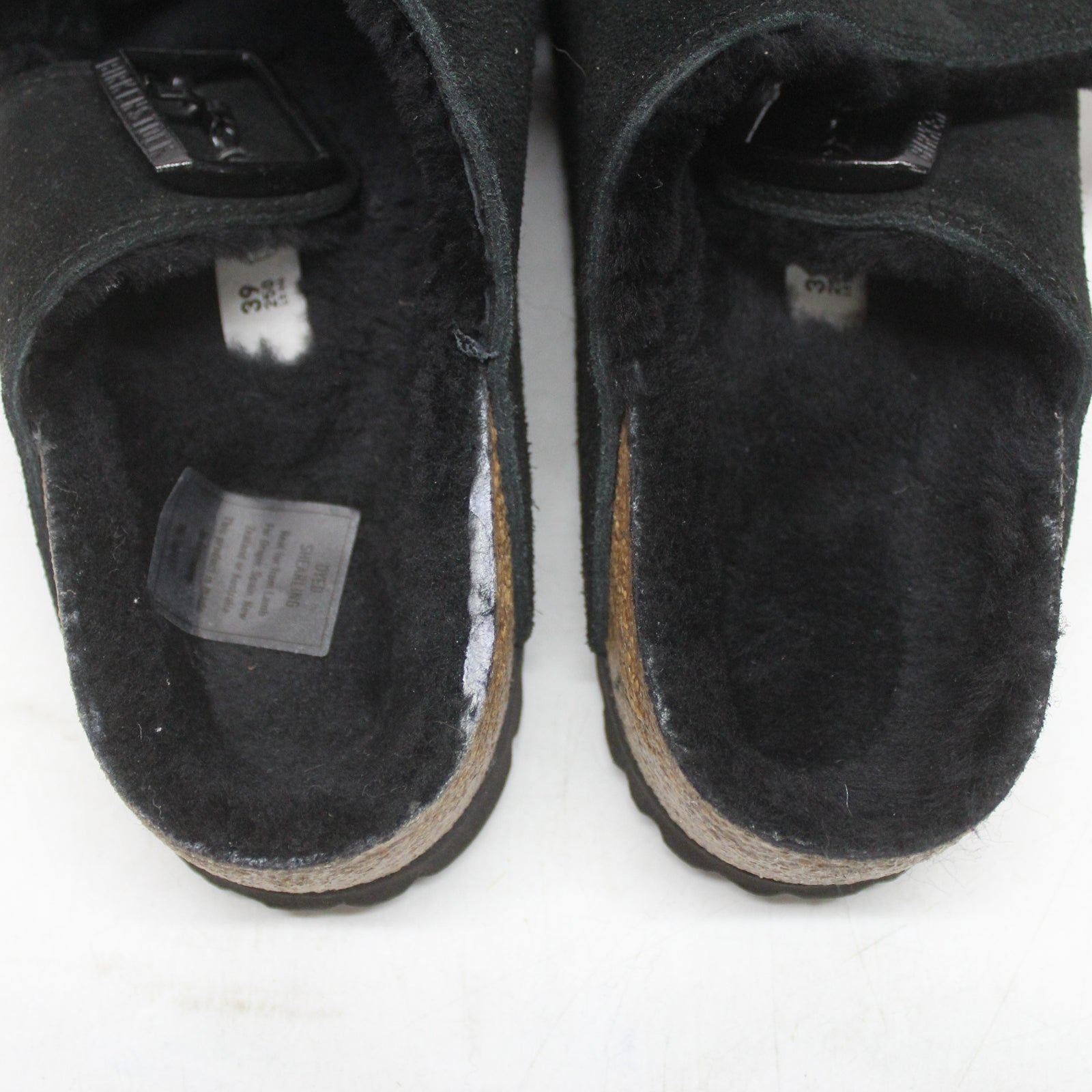 Birkenstock Arizona Fur 0752661 Suede Unisex Sandals - Black - 39#color_black