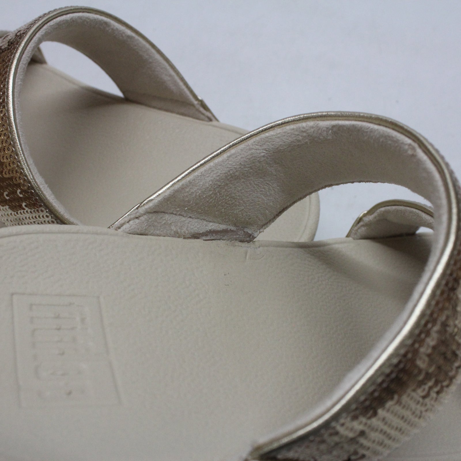 FitFlop Lulu Sequin Slides JF2-675 Polyurethane Womens Sandals - Plantino - 37#color_plantino