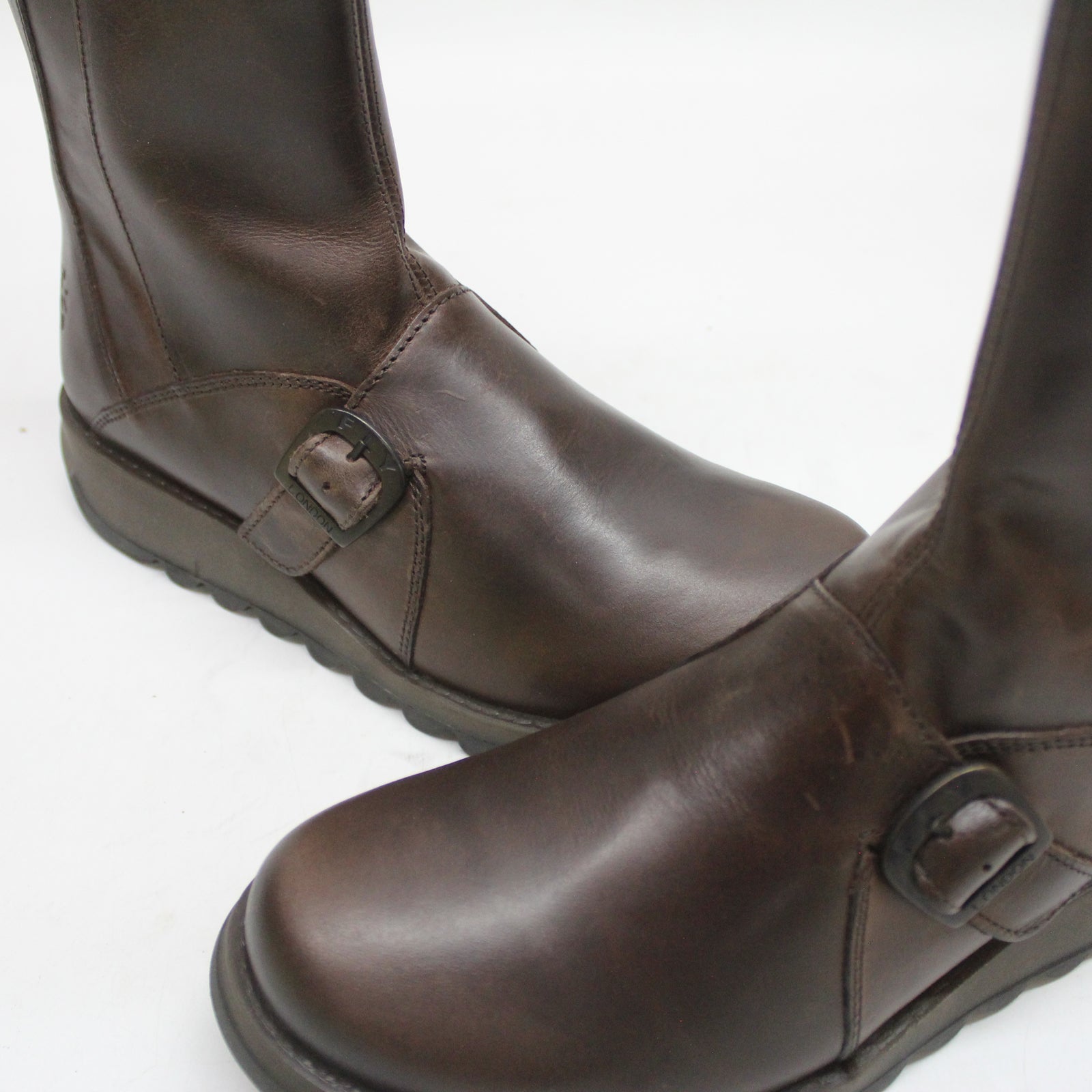 Fly London MES 2 P142913004 Rug Leather Womens Boots - Dark Brown - 41#color_dark brown