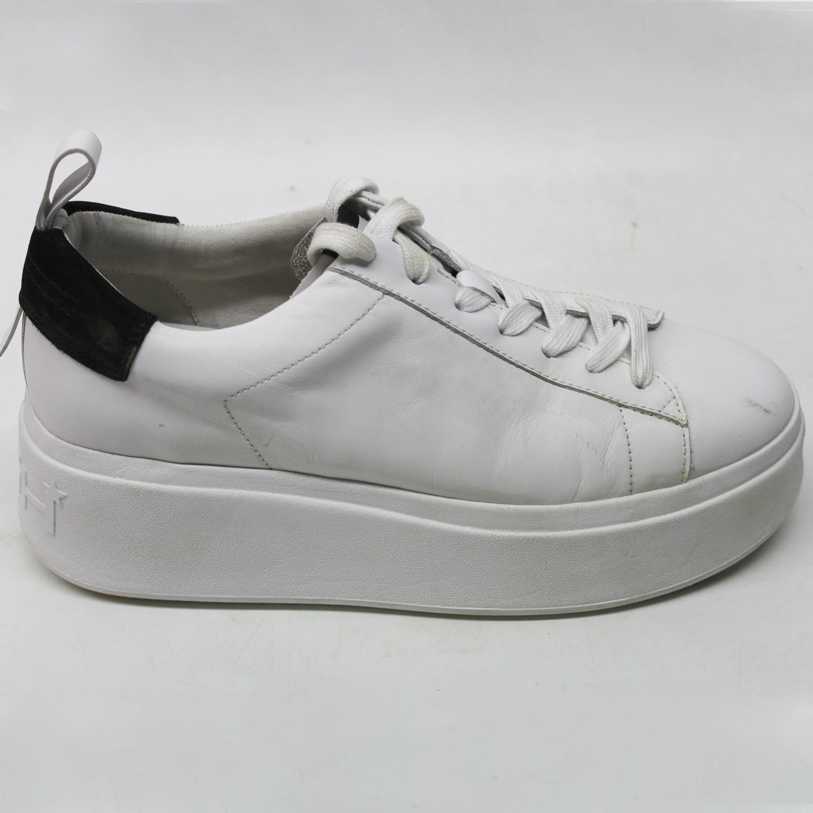 Ash Moon A17244 Leather Womens Trainers - White Black Bordeaux - 41#color_white black bordeaux