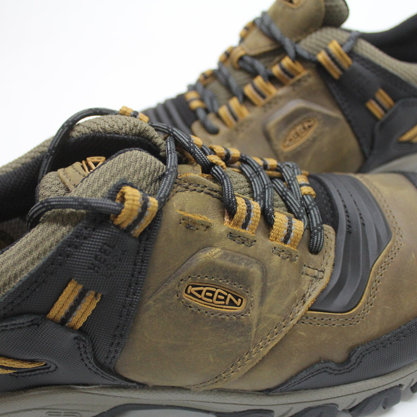 Keen Ridge Flex 1025667 Leather Textile Mens Shoes - Bison Golden Brown - 44.5#color_bison golden brown