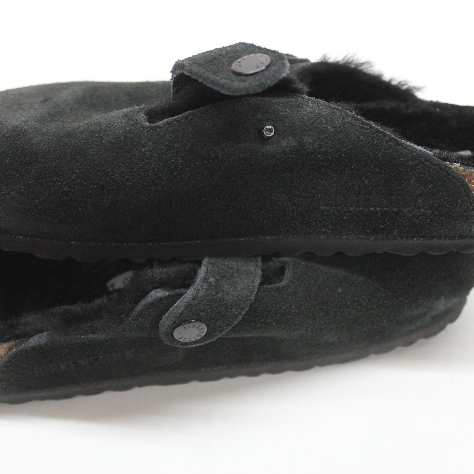 Birkenstock Boston Shearling 0259881 Suede Unisex Sandals - Black - 39#color_black