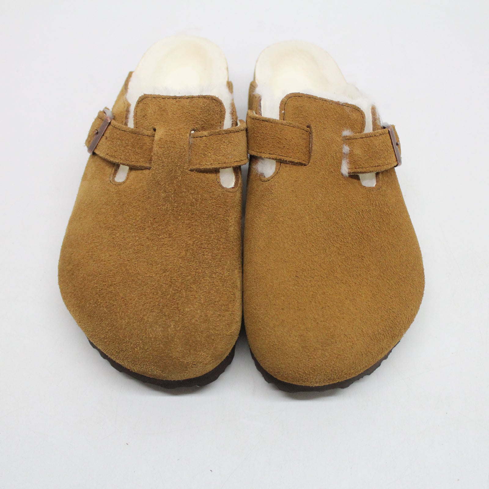 Birkenstock Boston Shearling 1001140 Suede Unisex Sandals - Mink - 39#color_mink