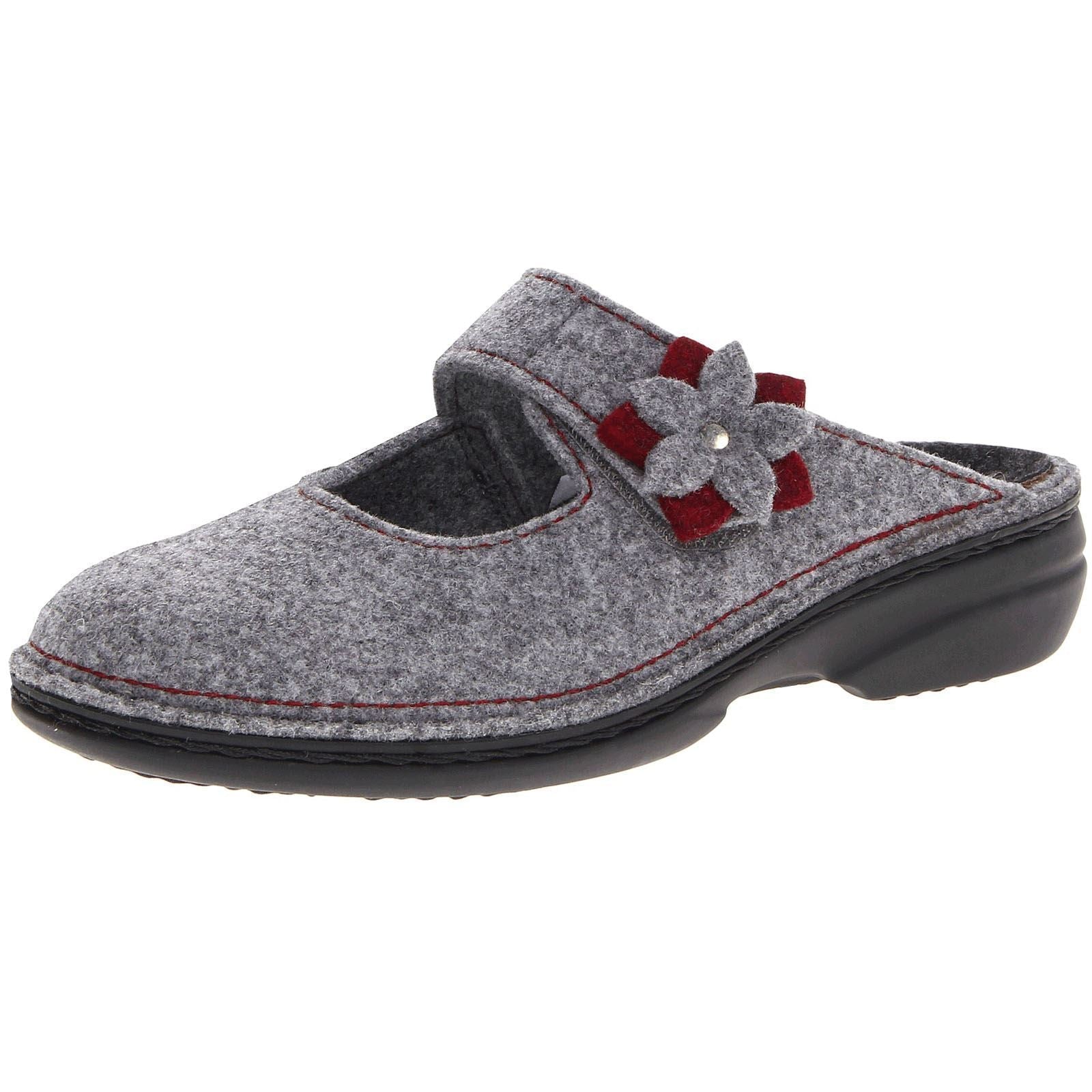 Finn Comfort Arlberg Felt Women's Slip-On Sandals#color_lightgrey cassis bordo