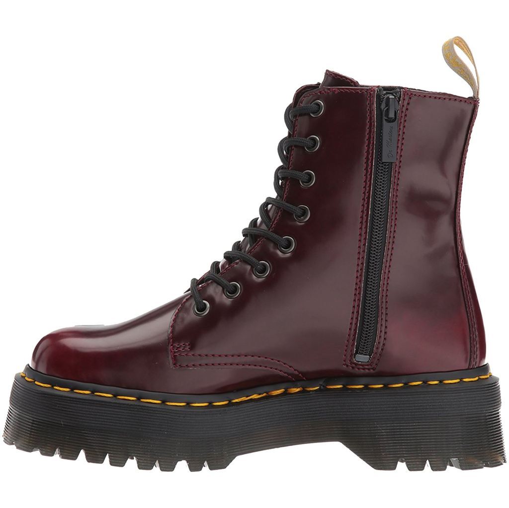 Dr. Martens Vegan Jadon II 8-Eyelet Cherry Red Unisex Boots#color_cherry red