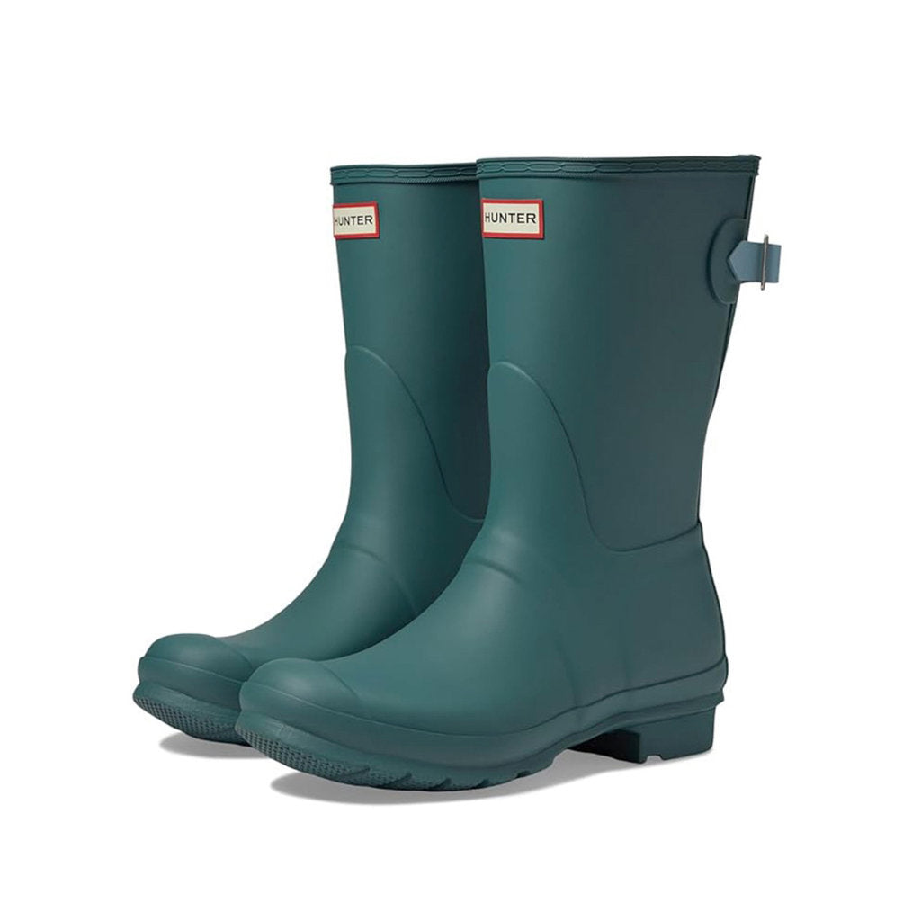 Hunter Original Back Adjustable Short Rubber Womens Boots#color_teal tempo shifting blue