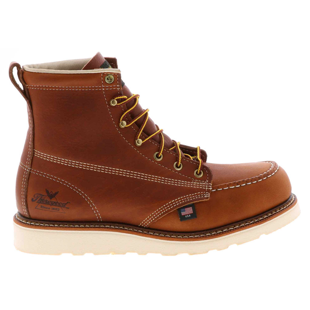 Thorogood 6 Inch Moc Toe Safety Toe Leather Mens Boots#color_tobacco
