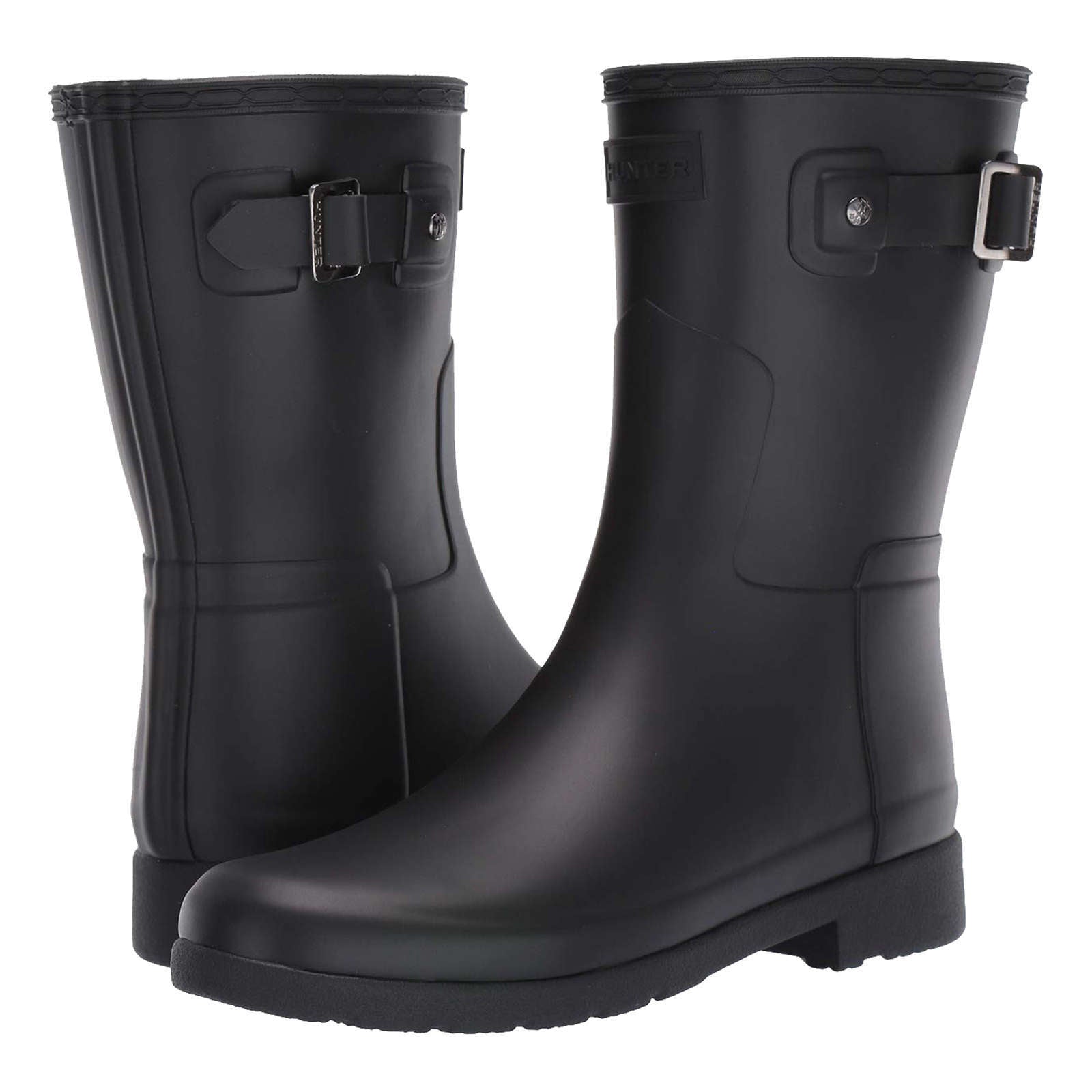 Hunter Refined Slim Fit Rubber Women's Short Wellington Boots#color_black