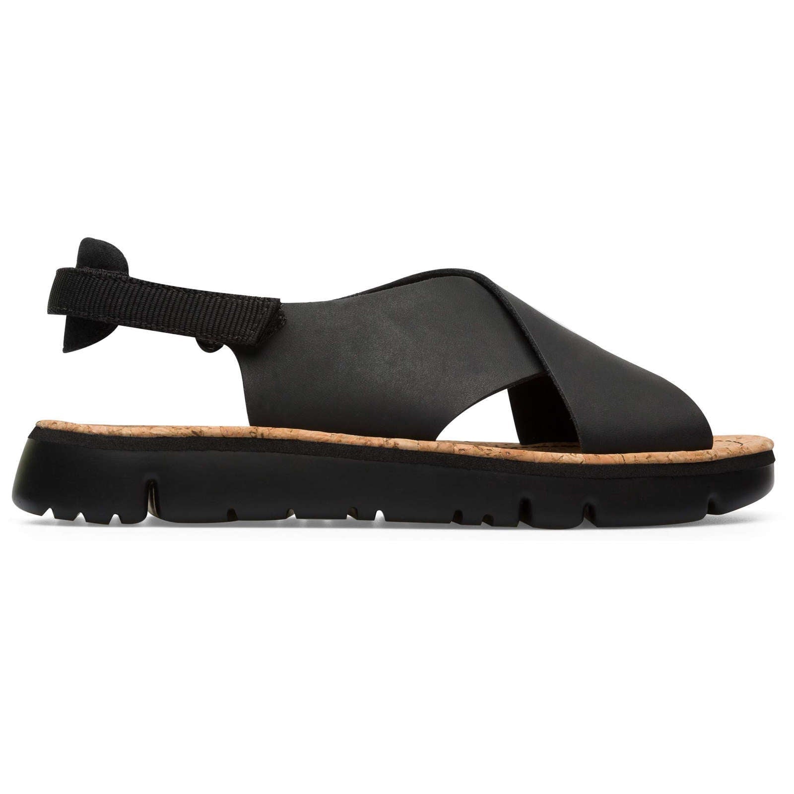 Camper Oruga Calfskin Leather & Textile Women's Open-Toe Sandals#color_black