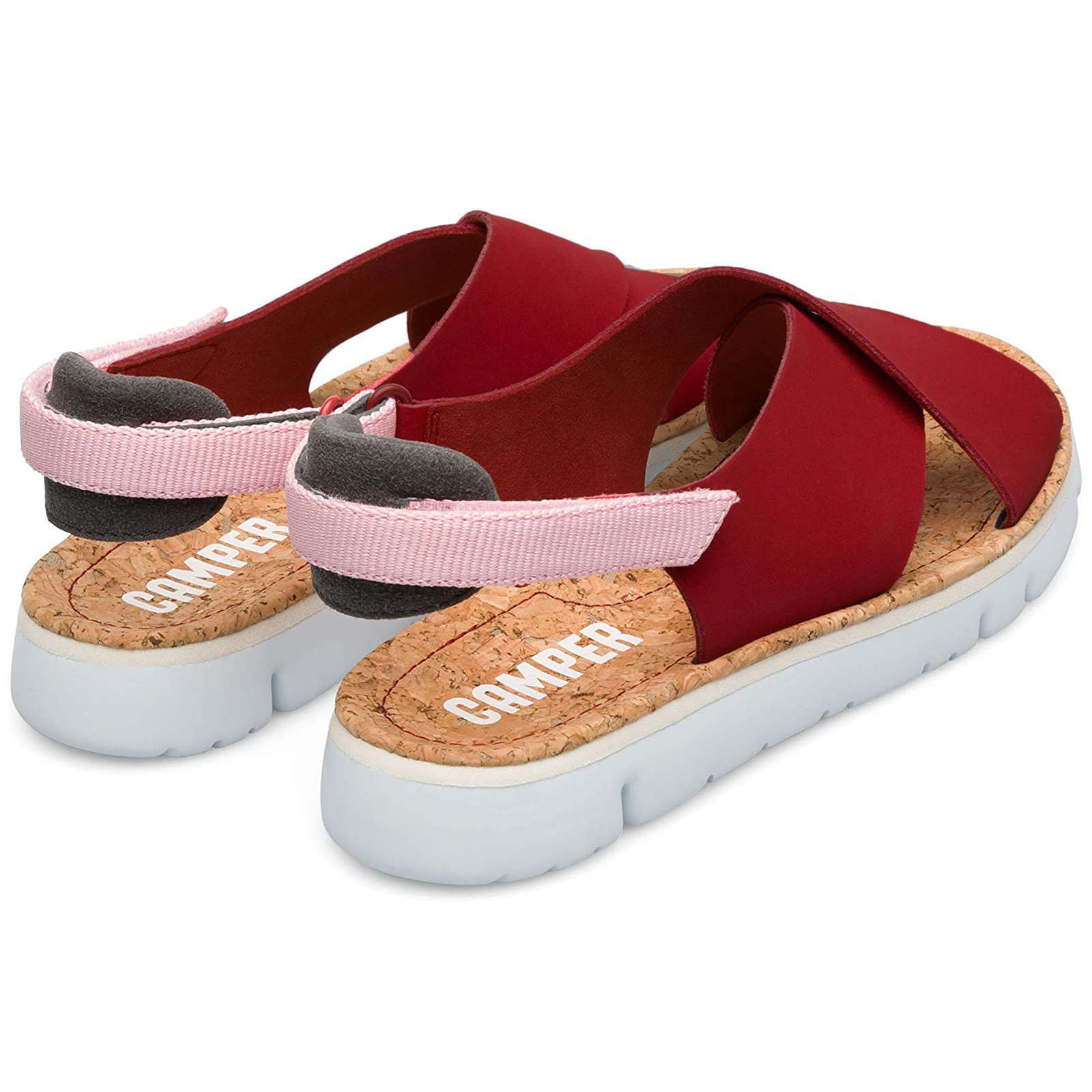 Camper Oruga Calfskin Leather & Textile Women's Open-Toe Sandals#color_red