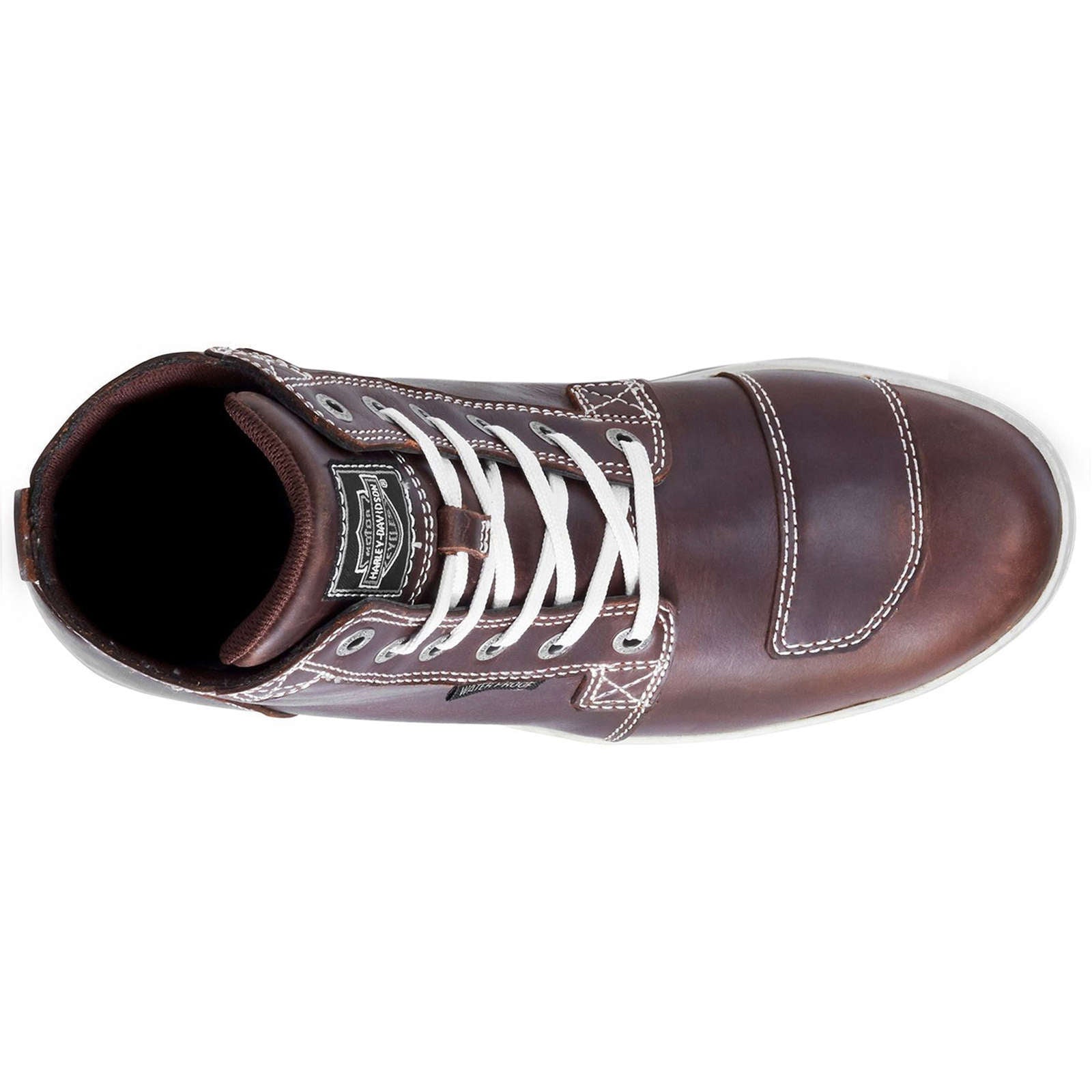 Harley Davidson Steinman Waterproof Full Grain Leather Men's High-Top Sneakers#color_brown