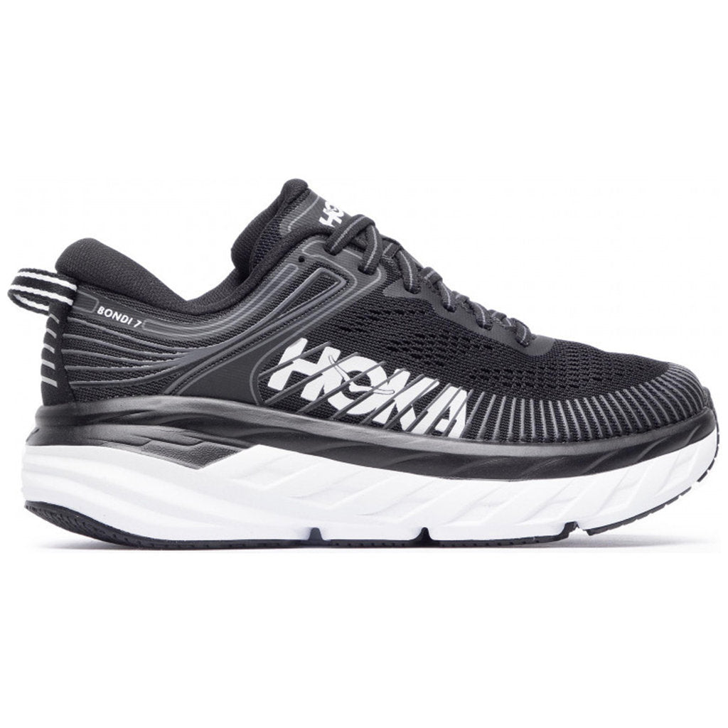 Hoka One One Bondi 7 Mesh Women's Low-Top Road Running Sneakers#color_black white
