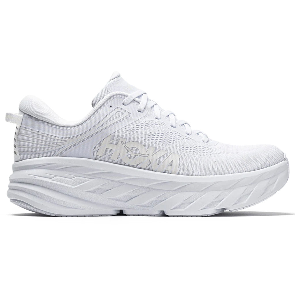 Hoka One One Bondi 7 Mesh Women's Low-Top Road Running Sneakers#color_white white