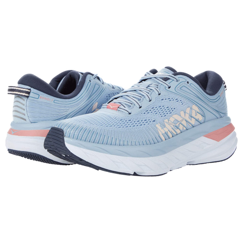 Hoka One One Bondi 7 Mesh Women's Low-Top Road Running Sneakers#color_blue fog ombre blue