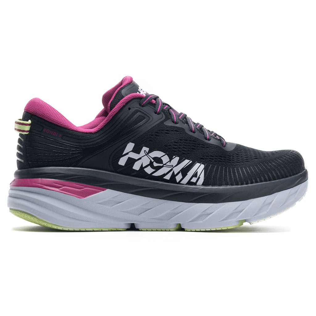 Hoka One One Bondi 7 Mesh Women's Low-Top Road Running Sneakers#color_blue graphite festival fuchsia