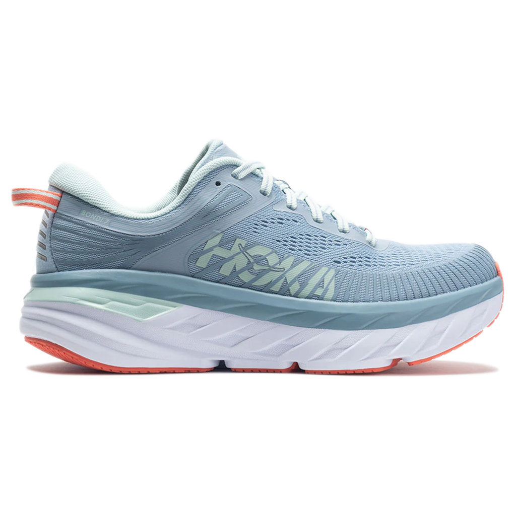 Hoka One One Bondi 7 Mesh Women's Low-Top Road Running Sneakers#color_blue fog blue glass