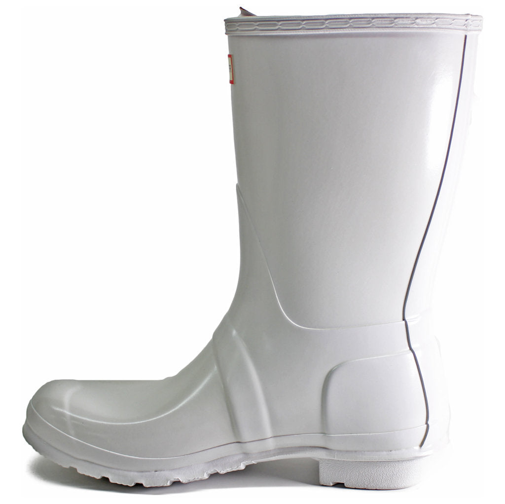 Hunter Original Short Gloss Rubber Womens Boots#color_white