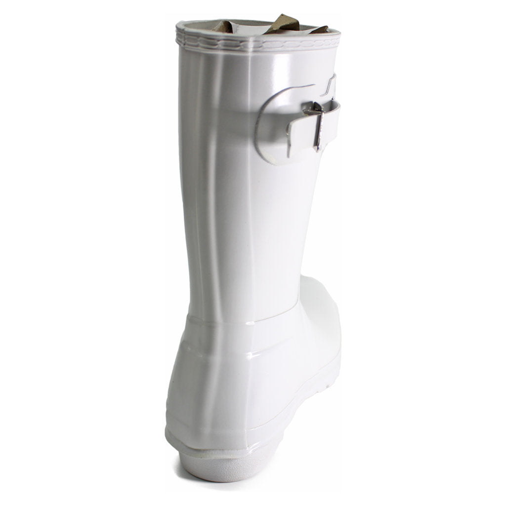 Hunter Original Short Gloss Rubber Womens Boots#color_white