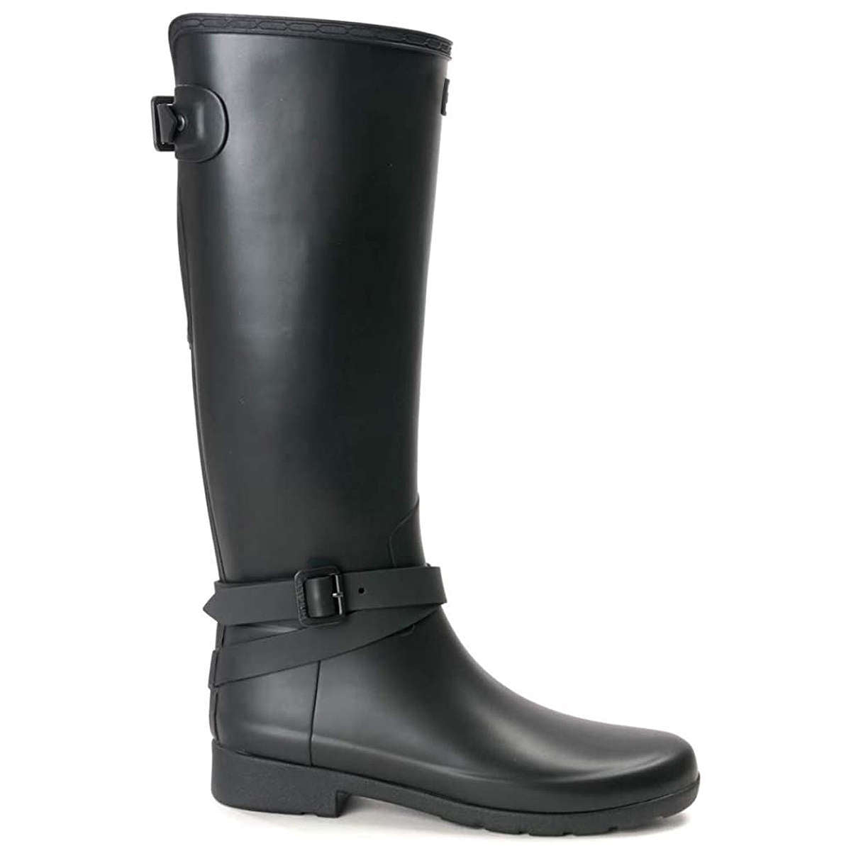 Hunter Refined Rubber Adjustable Women's Tall Wellington Boots#color_black