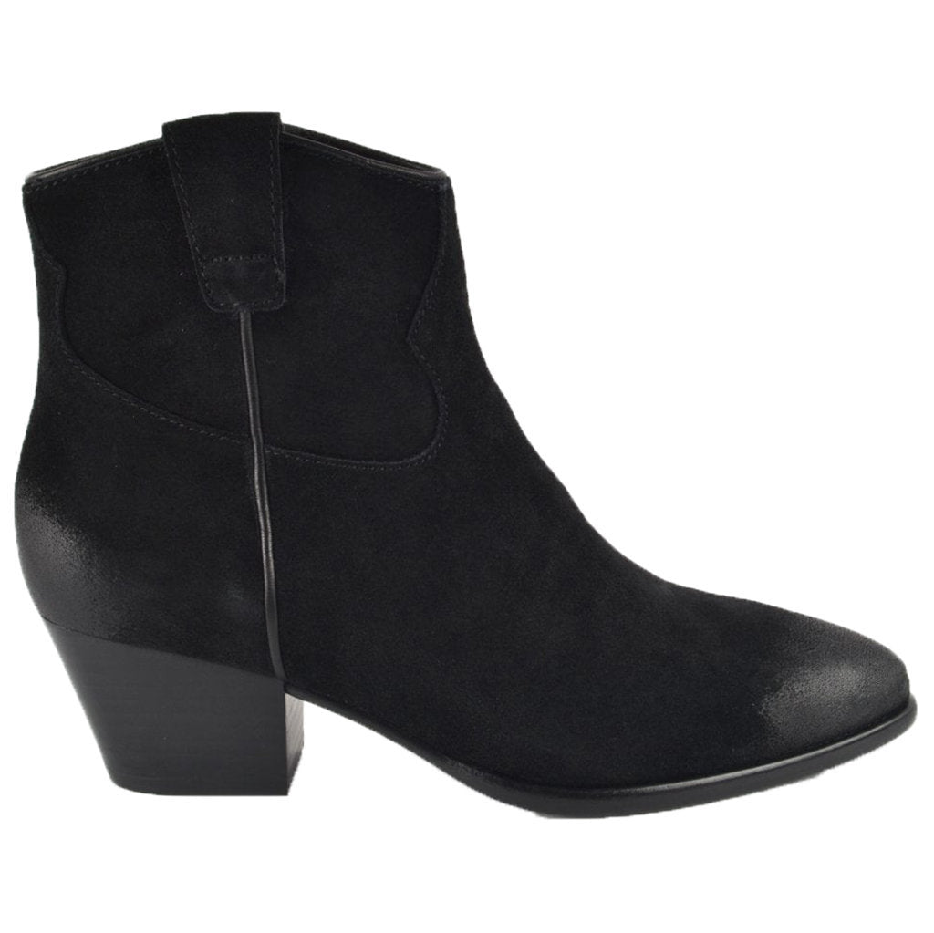 Ash Houston Suede Leather Women's Heeled Ankle Boots#color_black