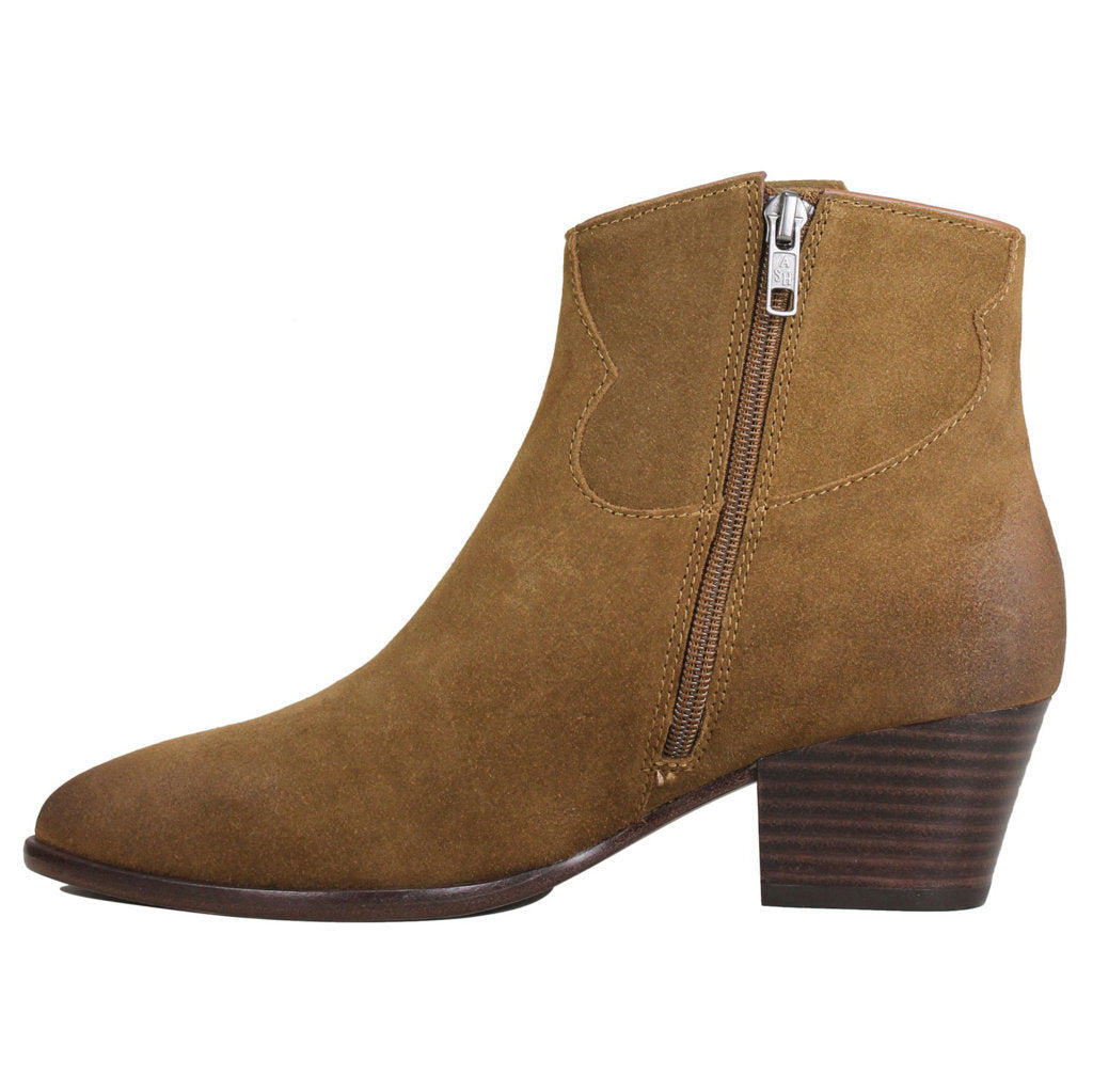 Ash Houston Suede Leather Women's Heeled Ankle Boots#color_brown sugar