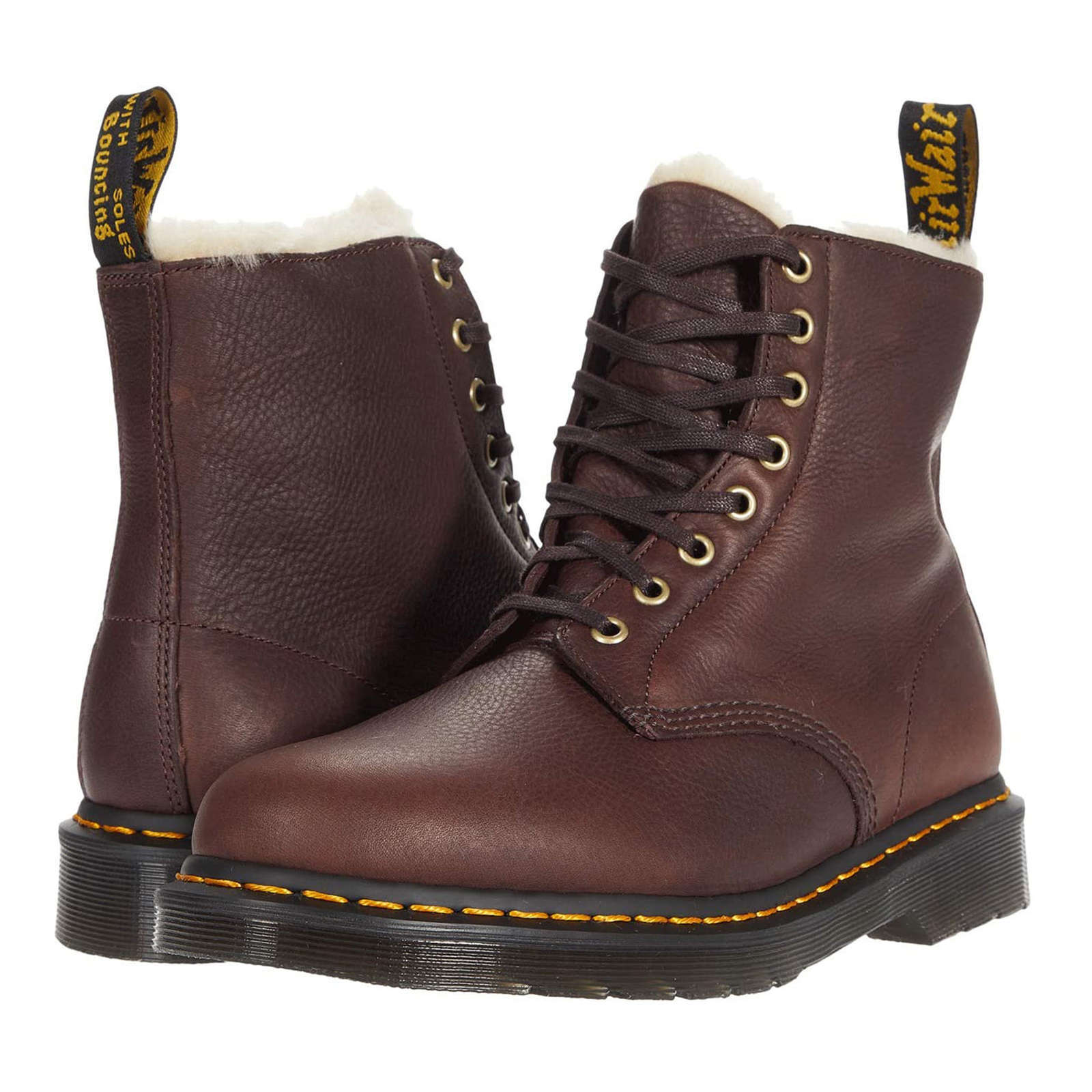 Dr. Martens 1460 Pascal Fur-lined Ambassador Leather Unisex Ankle Boots#color_cask