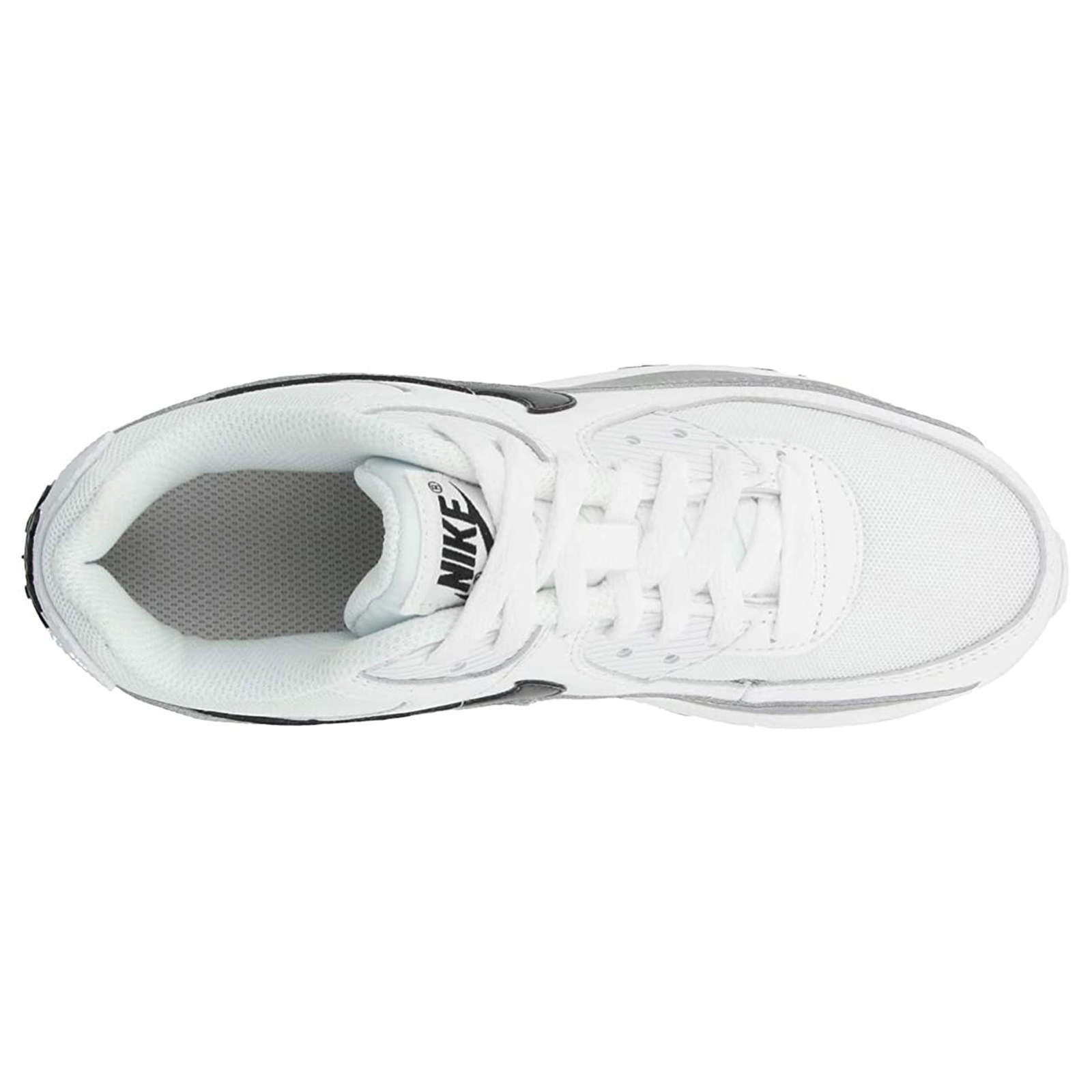 Nike Air Max 90 GS Leather Textile Youth Low-Top Sneakers#color_white black
