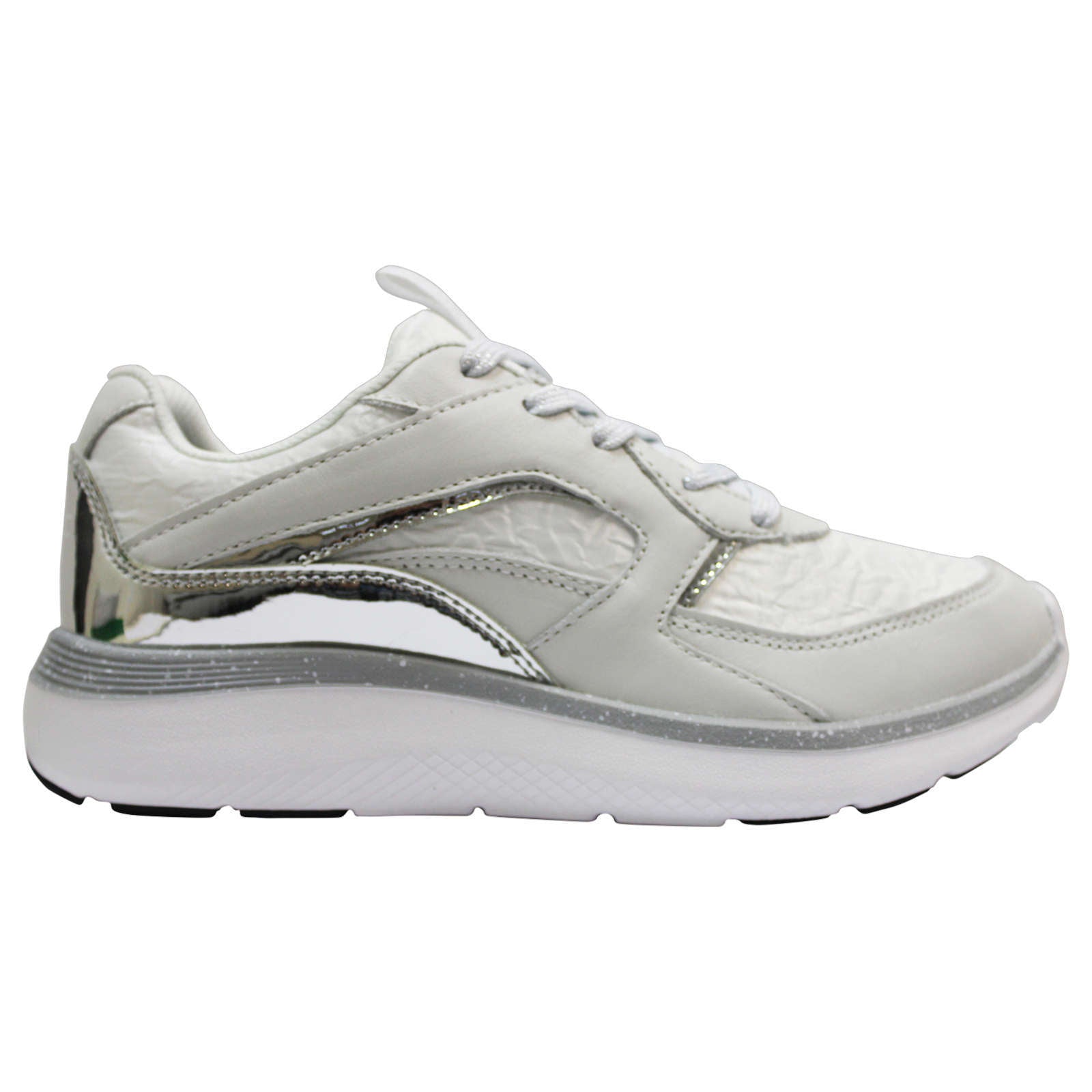Vionic Delmar Adela Met Leather Textile Womens Sneakers#color_white