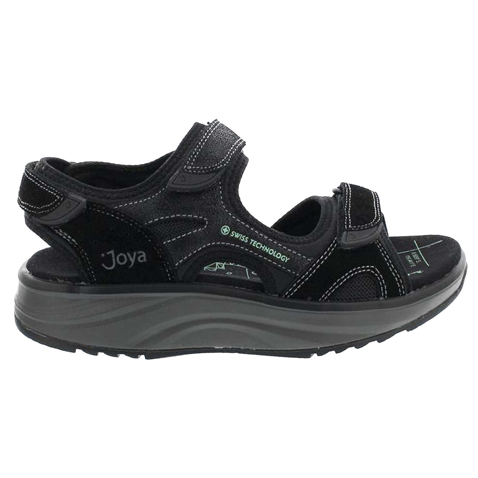 Joya Komodo Velour Leather & Textile Women's Wide Sandals#color_black