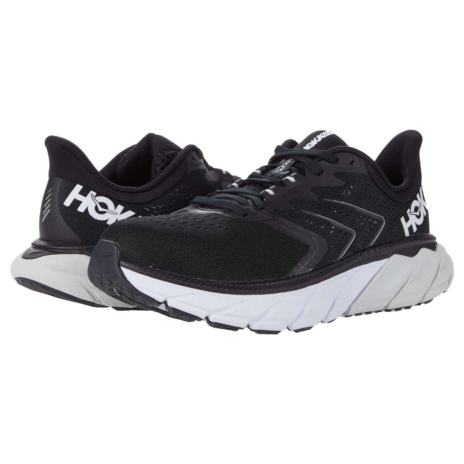Hoka One One Arahi 5 Synthetic Textile Women's Low-Top Road Running Sneakers#color_black white