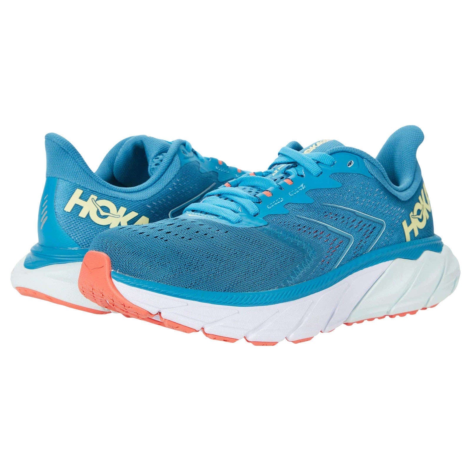 Hoka One One Arahi 5 Synthetic Textile Women's Low-Top Road Running Sneakers#color_mosaic blue luminary green