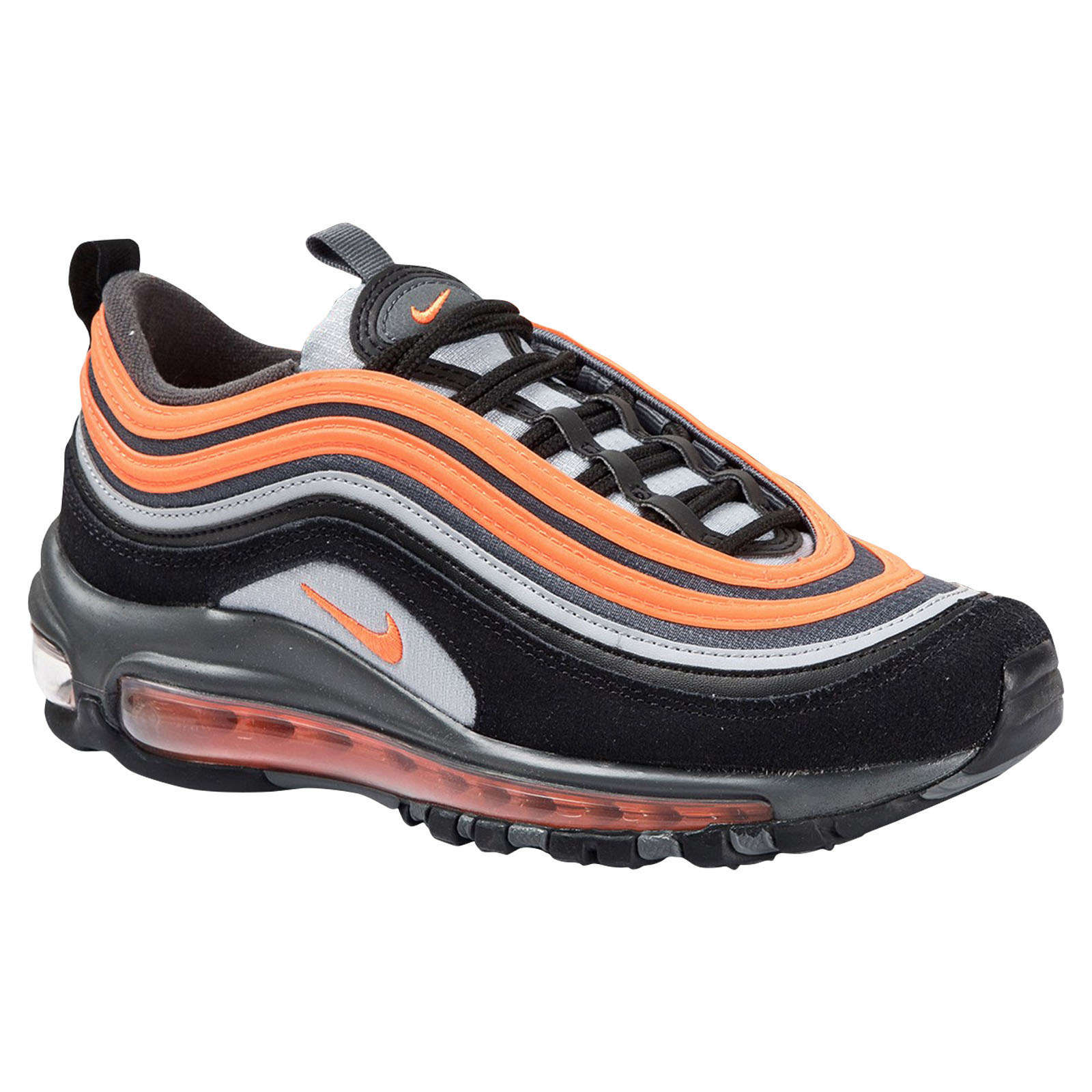 Nike Air Max 97 GS Textile Leather Youth Sneakers#color_wolf grey total orange