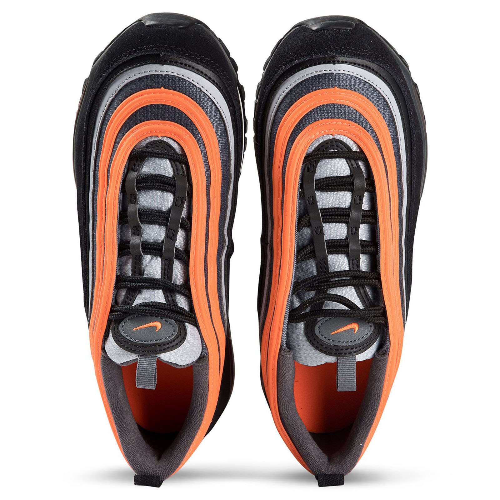 Nike Air Max 97 GS Textile Leather Youth Sneakers#color_wolf grey total orange