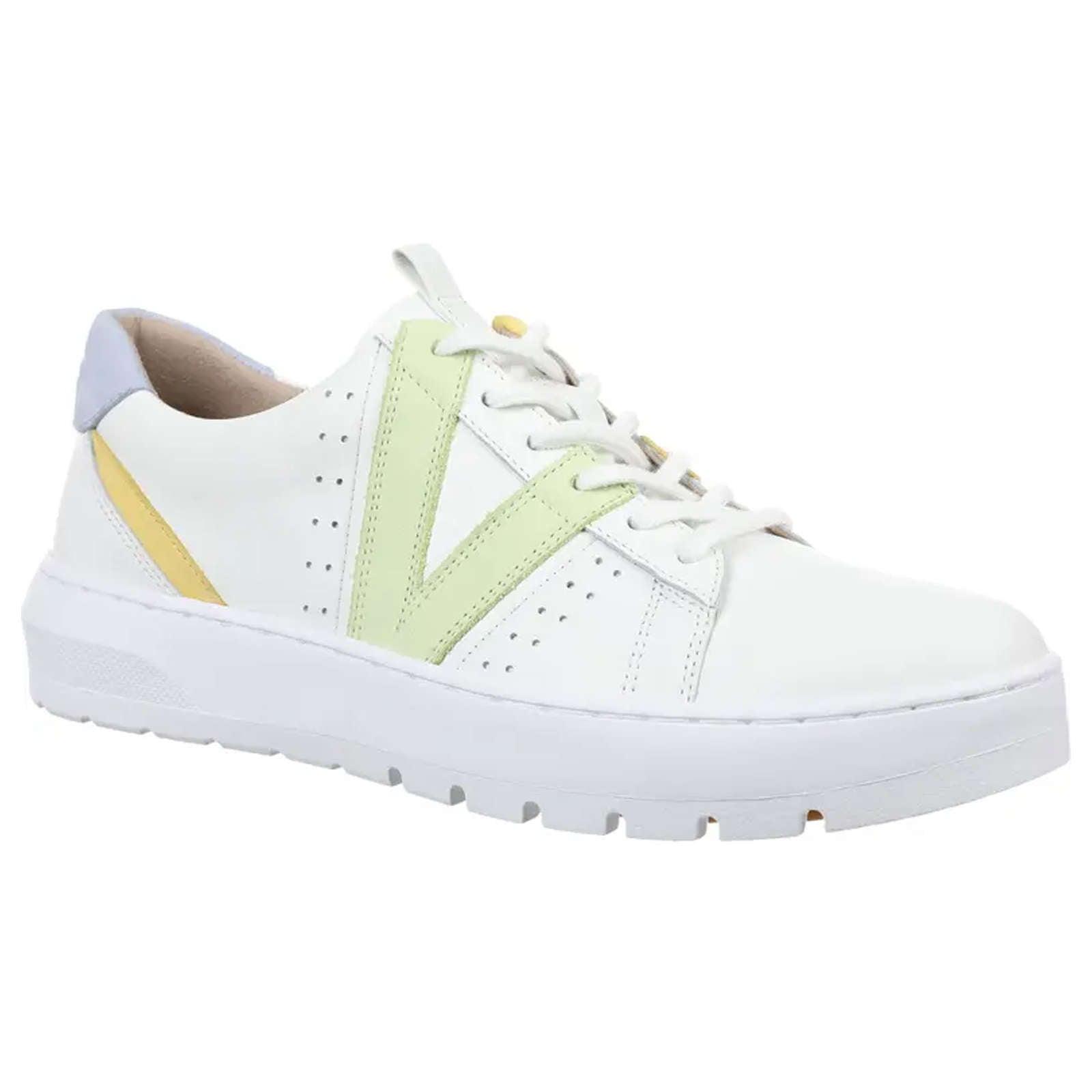 Vionic Abyss Simasa Leather Nubuck Womens Sneakers#color_white pale lime