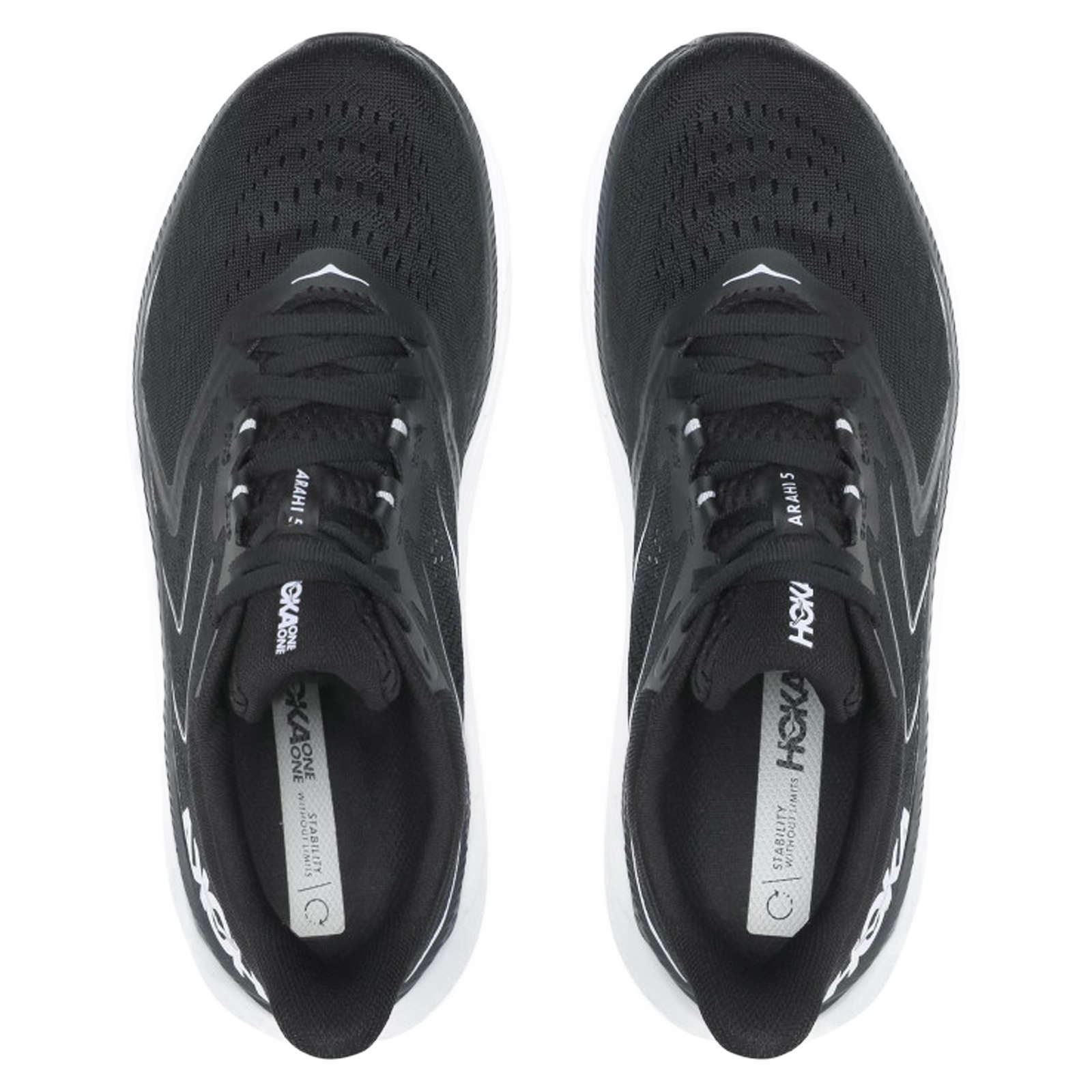 Hoka One One Arahi 5 Synthetic Textile Men's Low-Top Road Running Sneakers#color_black white